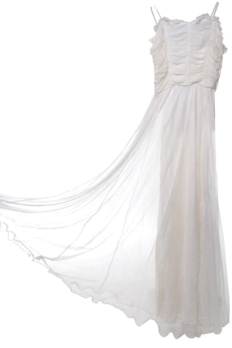 1940s Vintage Net Wedding or evening dress Spaghetti Straps XXS
