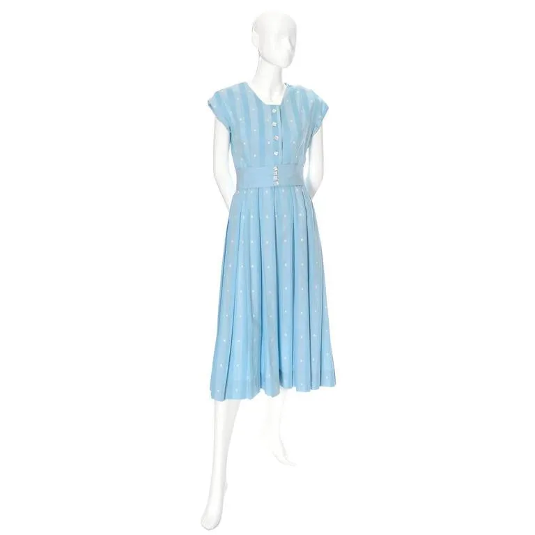 1950s Original Blue Vintage Dress Worn By Jessica Chastain Tree of Life Movie Costume
