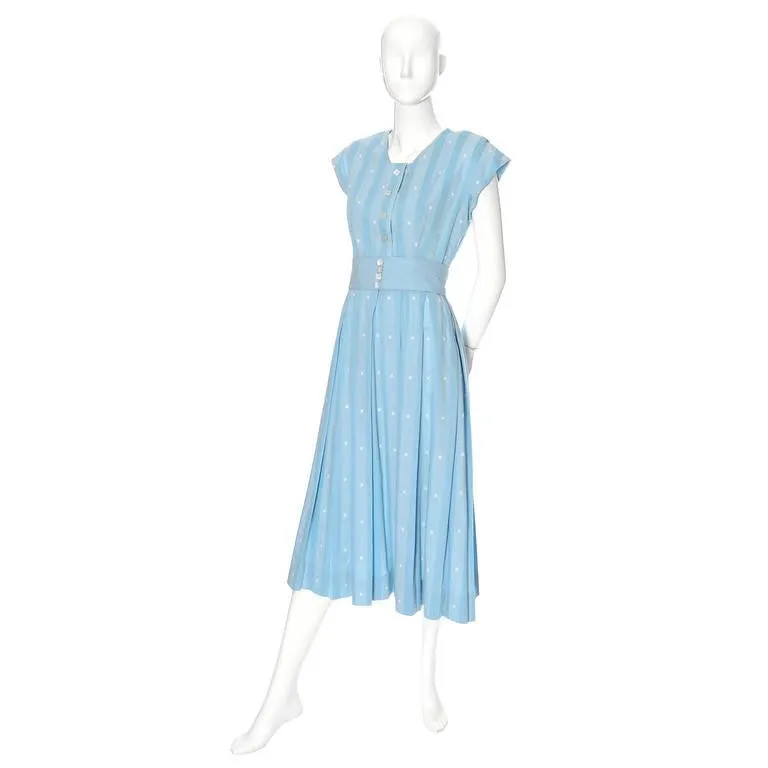 1950s Original Blue Vintage Dress Worn By Jessica Chastain Tree of Life Movie Costume
