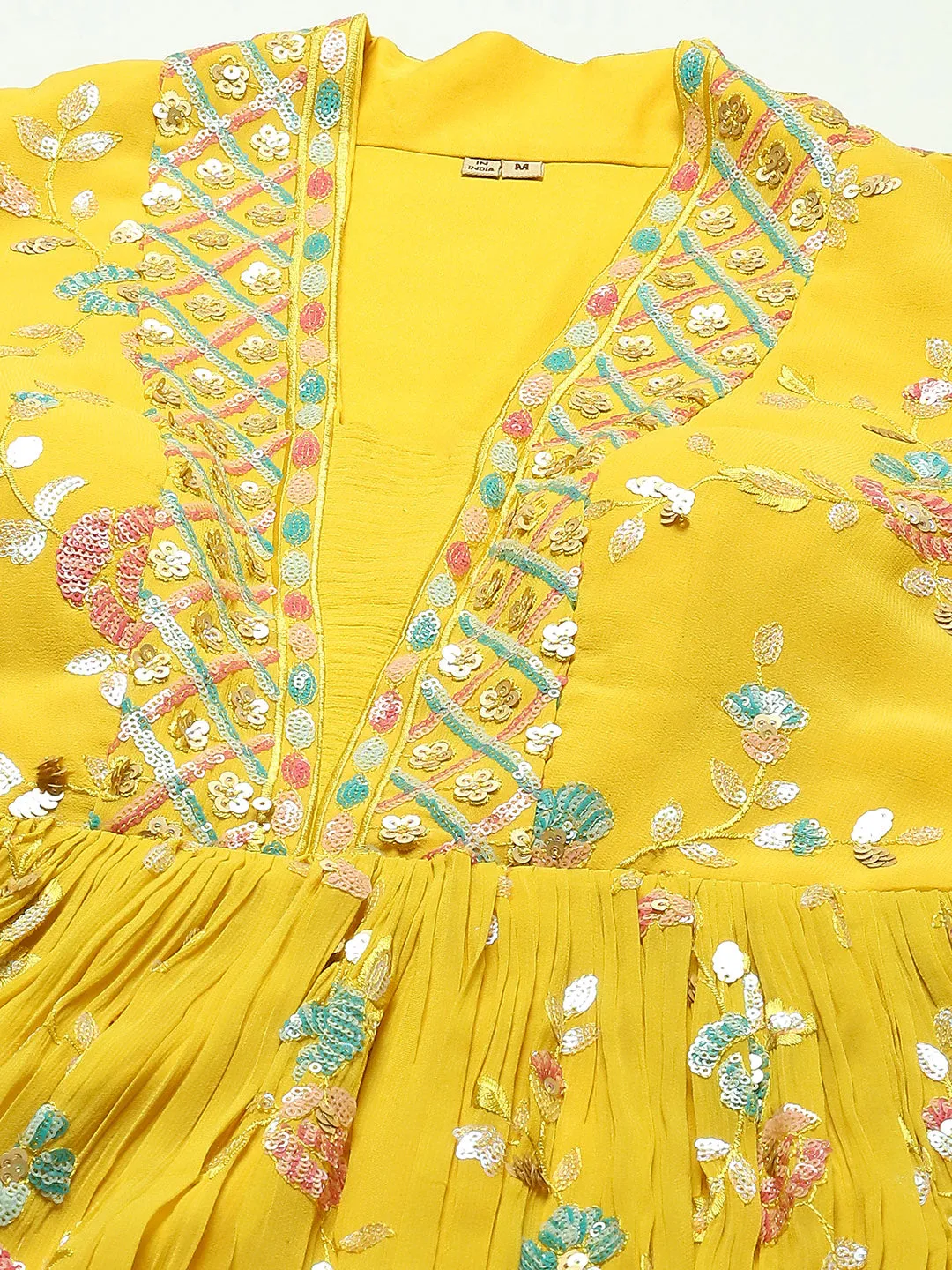 All Over Sequence Georgette Anarkali Kurta With Churidar & Dupatta