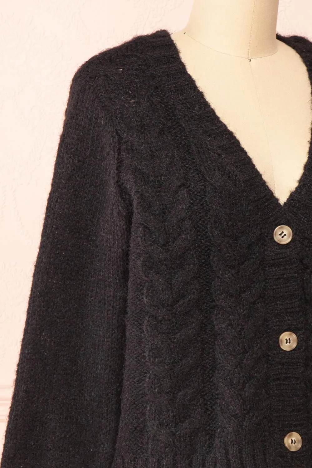 Antin Black | Knit Cardigan w/ Buttons