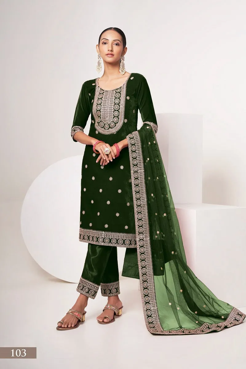 Beautiful Designer Velvet Suit Sabhyata Vol – 1