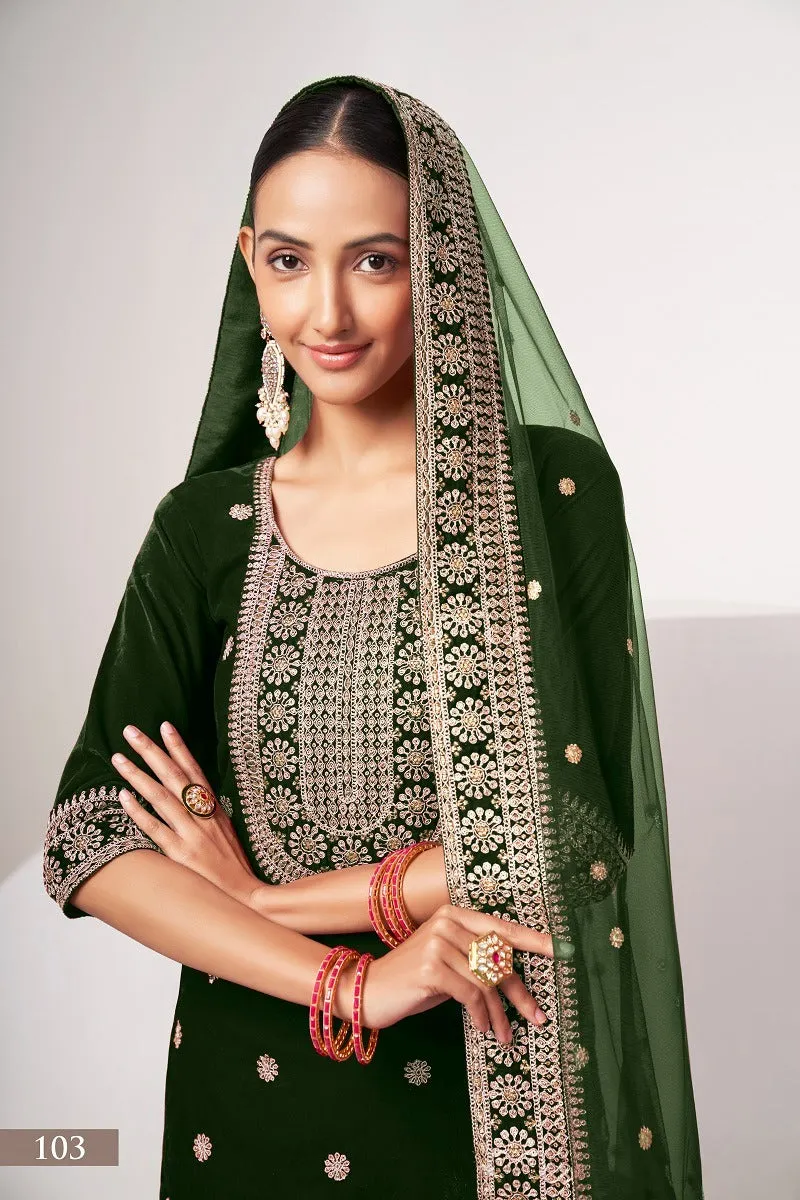 Beautiful Designer Velvet Suit Sabhyata Vol – 1