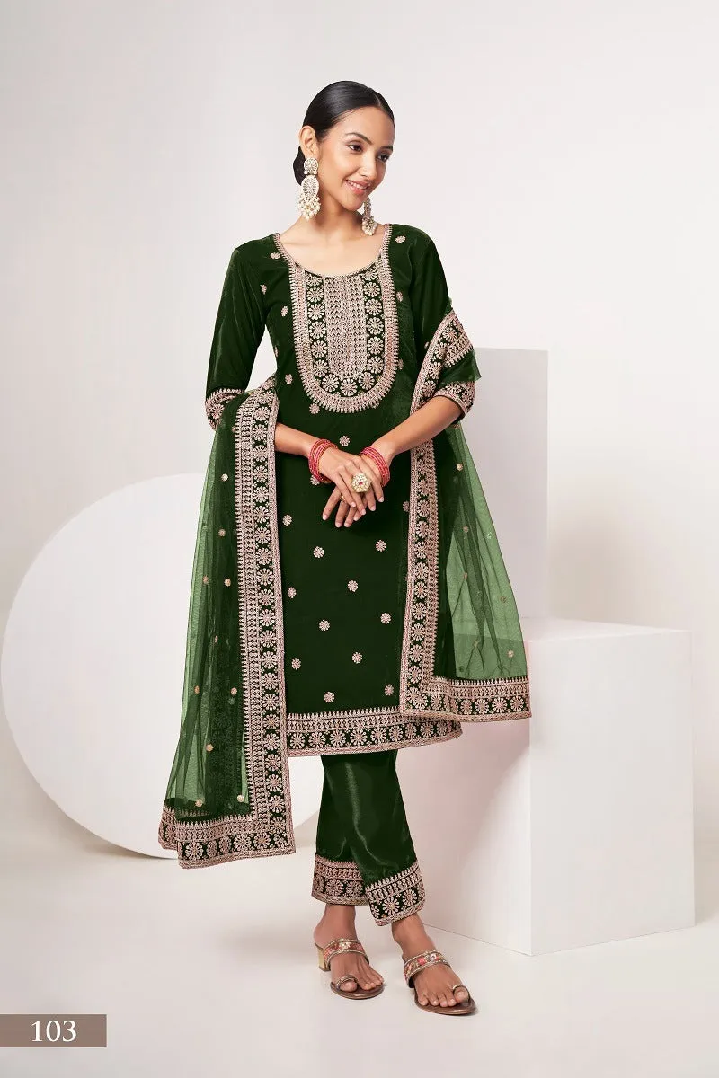 Beautiful Designer Velvet Suit Sabhyata Vol – 1