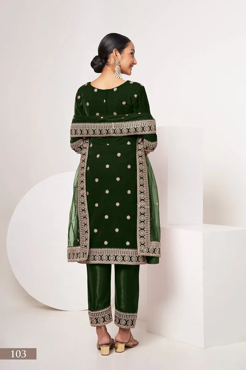 Beautiful Designer Velvet Suit Sabhyata Vol – 1