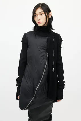 Black Asymmetrical Wool Down Jacket
