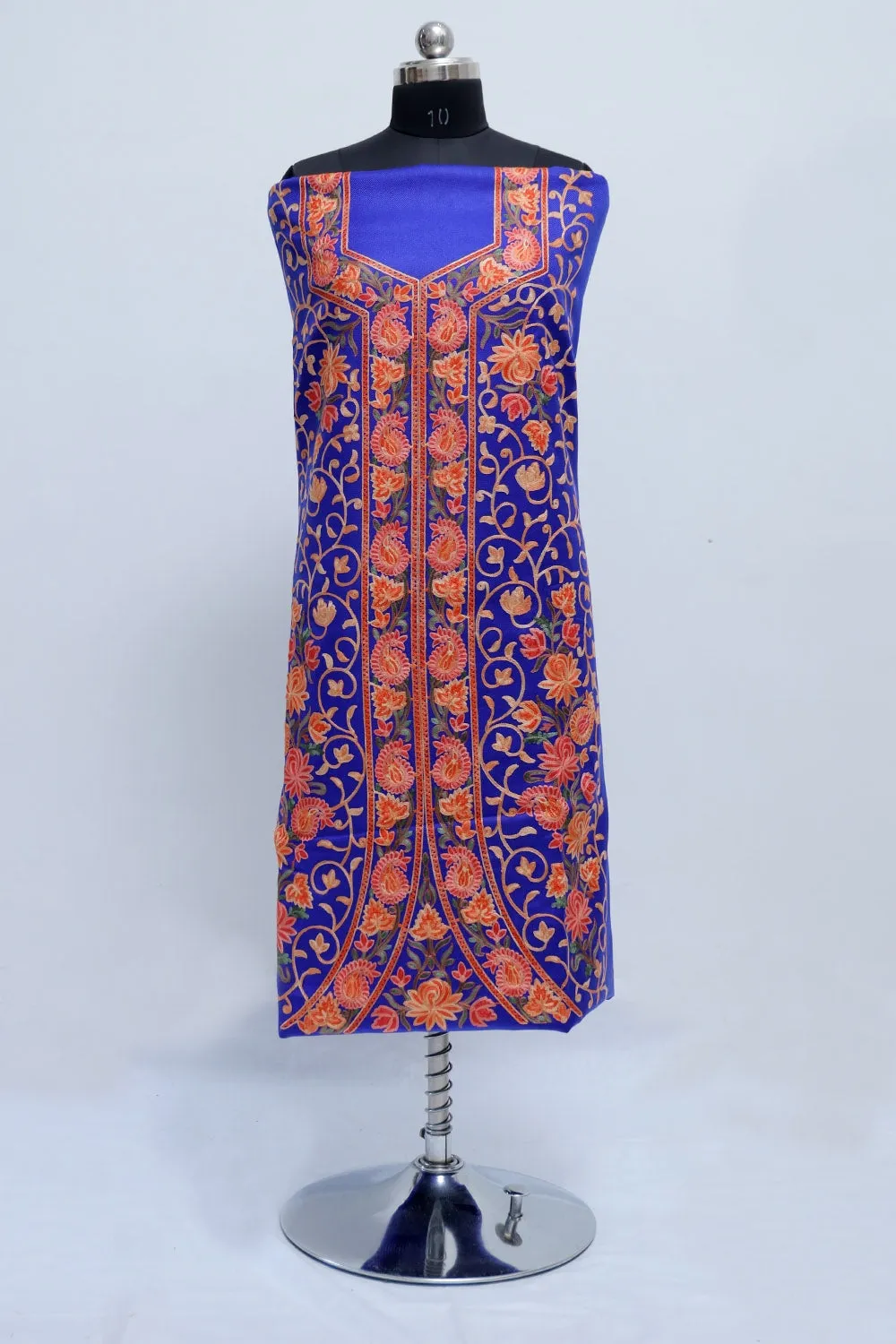 Blue Colour Designer Work Embroidered Suit Enriched With Floral Share Wani Pattern.