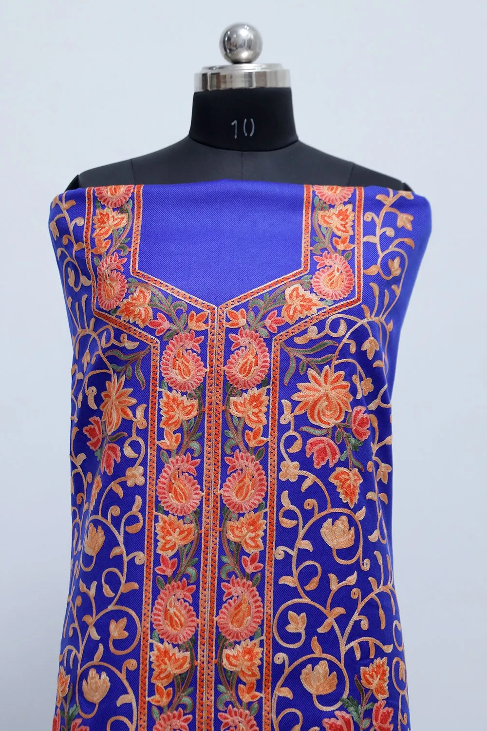 Blue Colour Designer Work Embroidered Suit Enriched With Floral Share Wani Pattern.