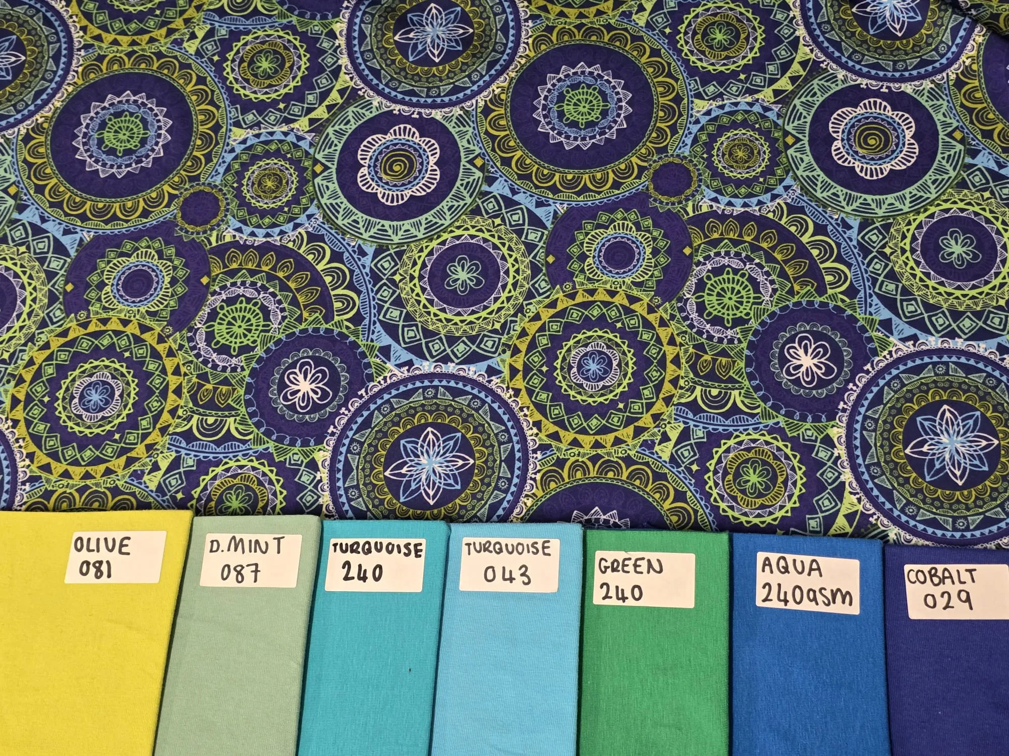 BLUE MANDALA SOFT SHELL PER METRE SALE