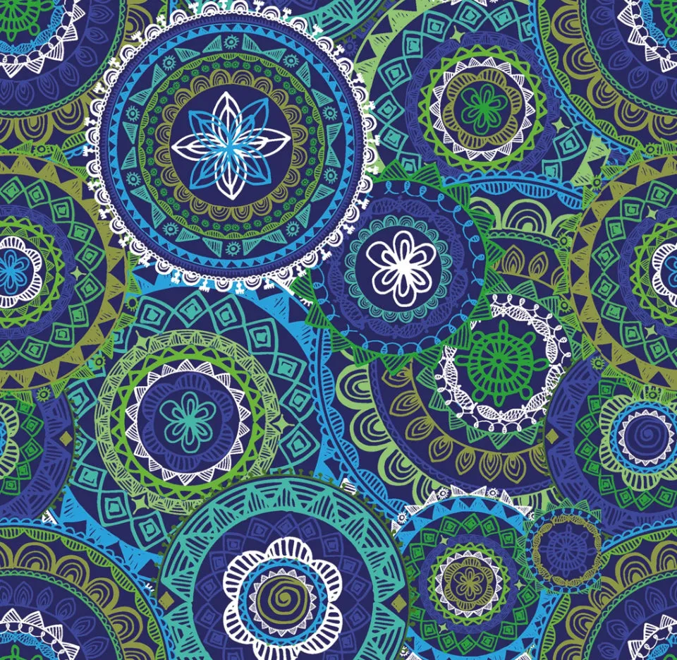 BLUE MANDALA SOFT SHELL PER METRE SALE