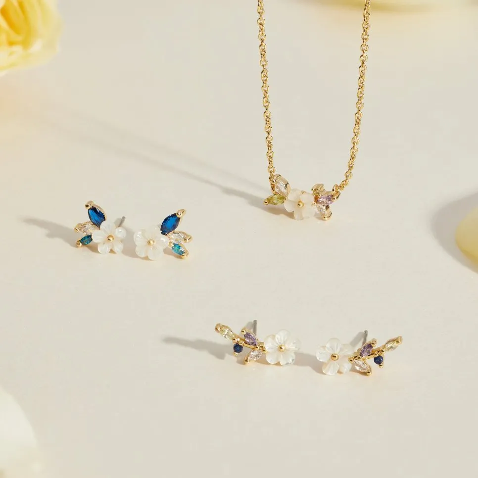 Crystal White Blossom Earrings