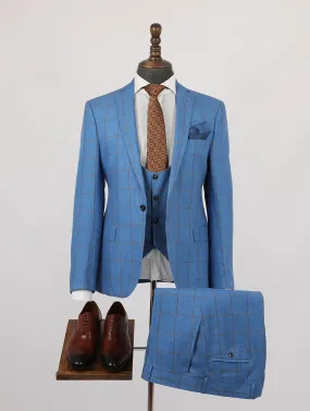 Denim Pure Linen Men Summer Suit