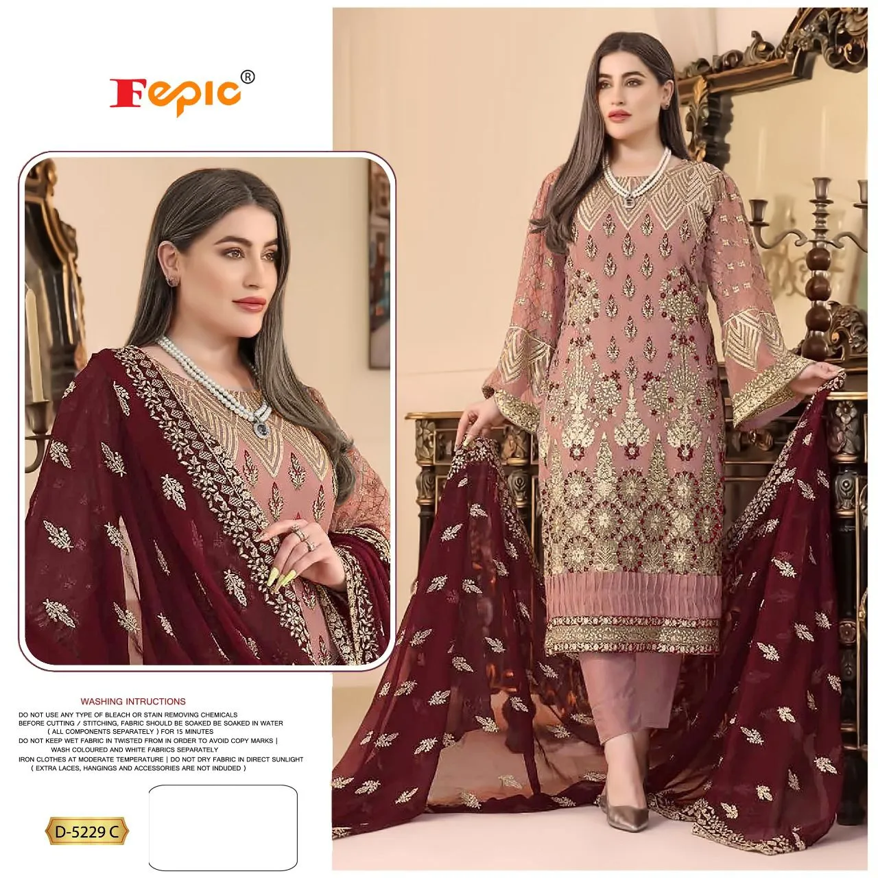FEPIC ROSEMEEN DNO- D 5229 GEORGETTE EMBROIDERED SUIT