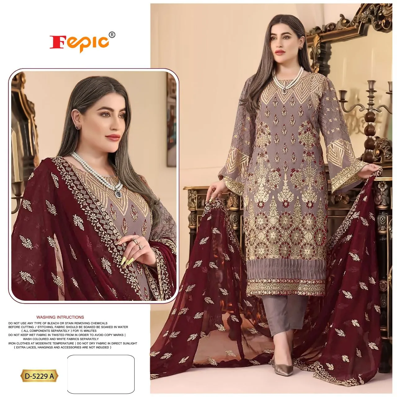 FEPIC ROSEMEEN DNO- D 5229 GEORGETTE EMBROIDERED SUIT