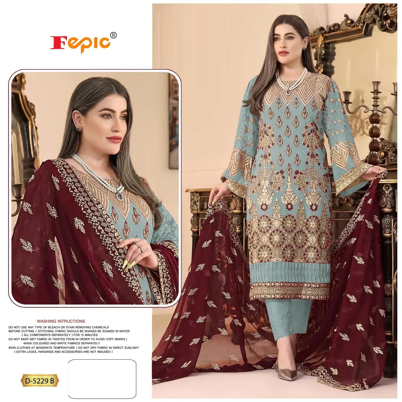 FEPIC ROSEMEEN DNO- D 5229 GEORGETTE EMBROIDERED SUIT