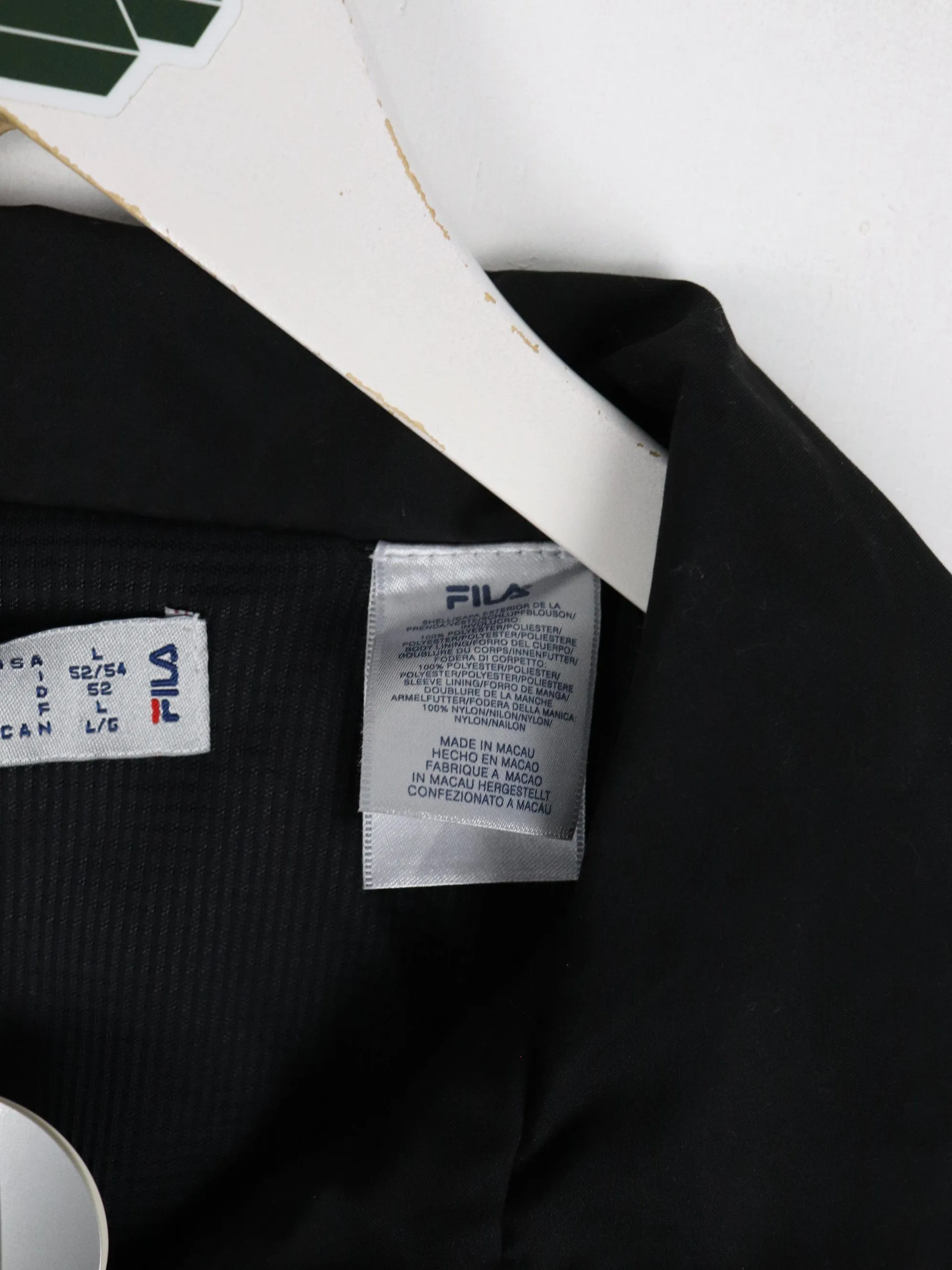 Fila Windbreaker Mens Large Black Jacket