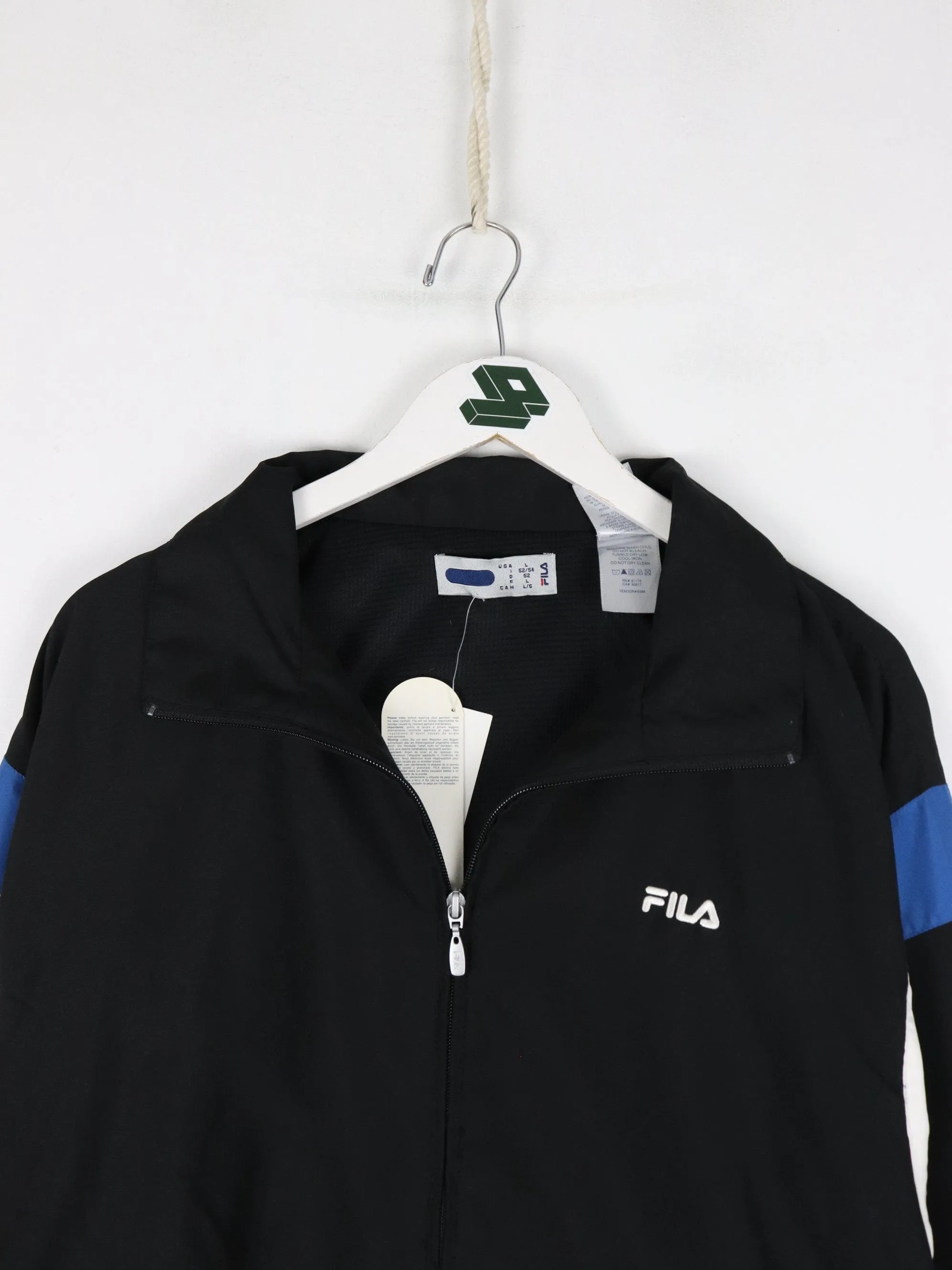 Fila Windbreaker Mens Large Black Jacket