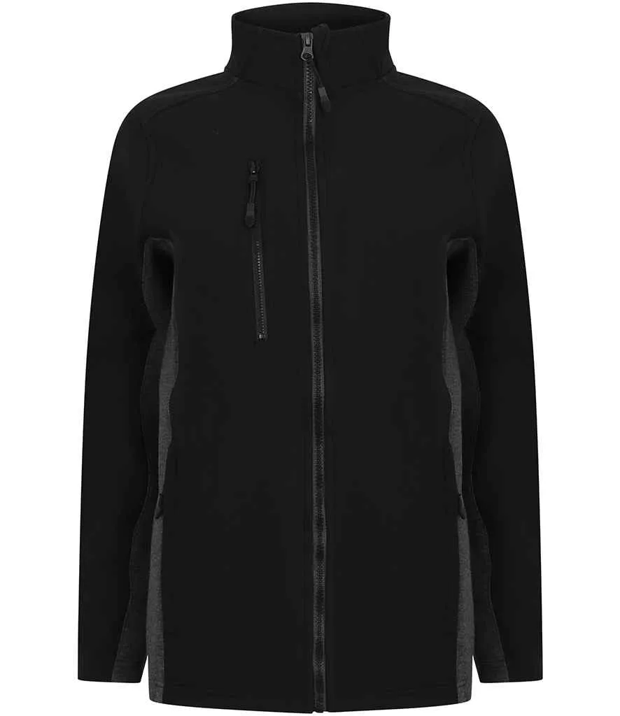 Henbury Unisex Contrast Soft Shell Jacket | Black/Charcoal
