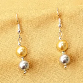 Imeora Silver Golden 8mm Shell Pearl Earrings