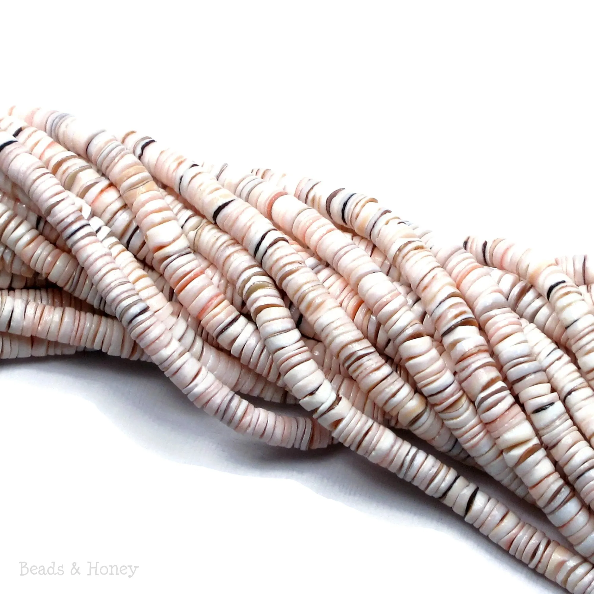 Mixed Luhuanus Shell Heishi 4-5mm (24-Inch Strand)