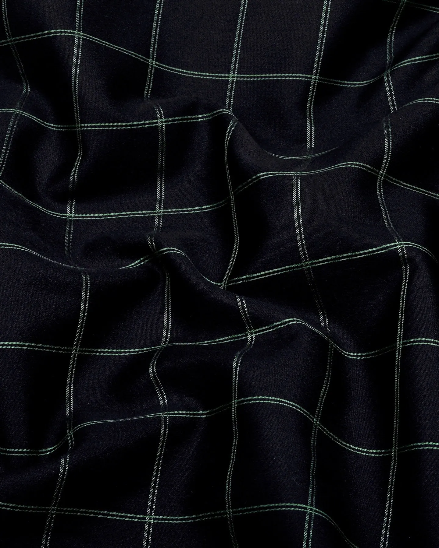 Monor Green With Black Check Premium Cotton Shirt