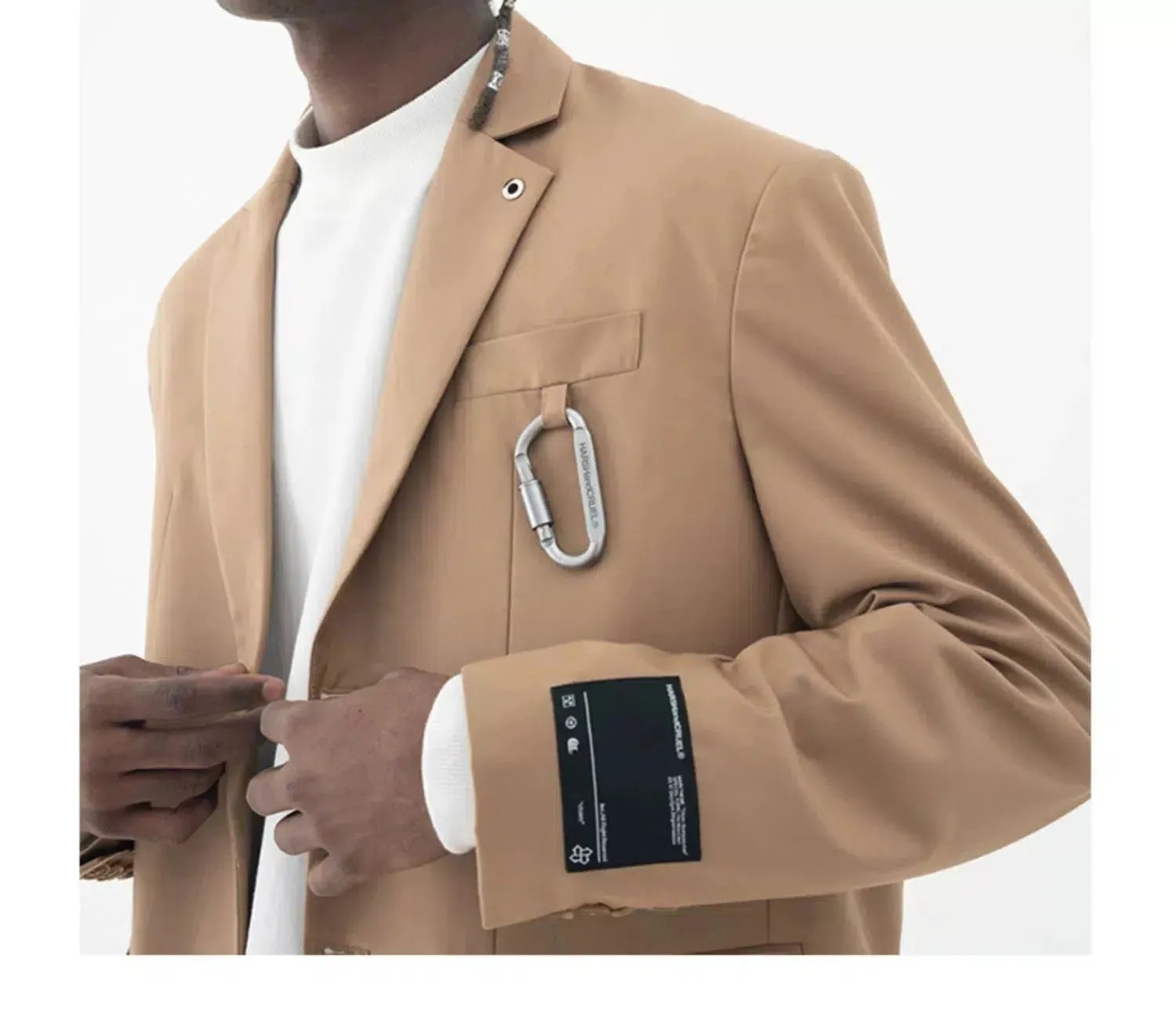 Mountaineering Buckle Wide Shoulder Blazer