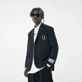 Mountaineering Buckle Wide Shoulder Blazer