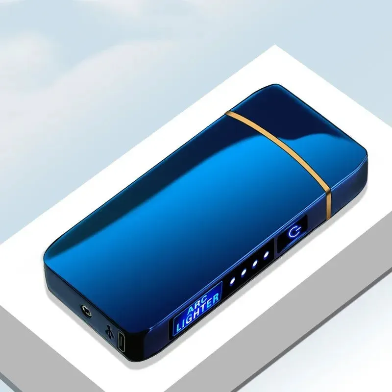 New Windproof USB Type-C Charging Double Arc Lighter Gift Plasma Outdoor Pulse LED Display Screen Men's Gift Rechargeable