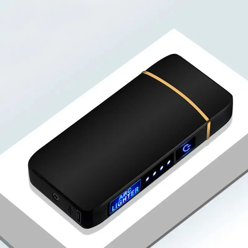 New Windproof USB Type-C Charging Double Arc Lighter Gift Plasma Outdoor Pulse LED Display Screen Men's Gift Rechargeable