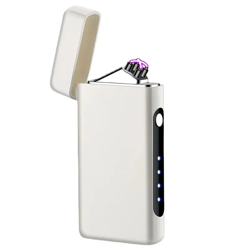 New Windproof USB Type-C Charging Double Arc Lighter Gift Plasma Outdoor Pulse LED Display Screen Men's Gift Rechargeable