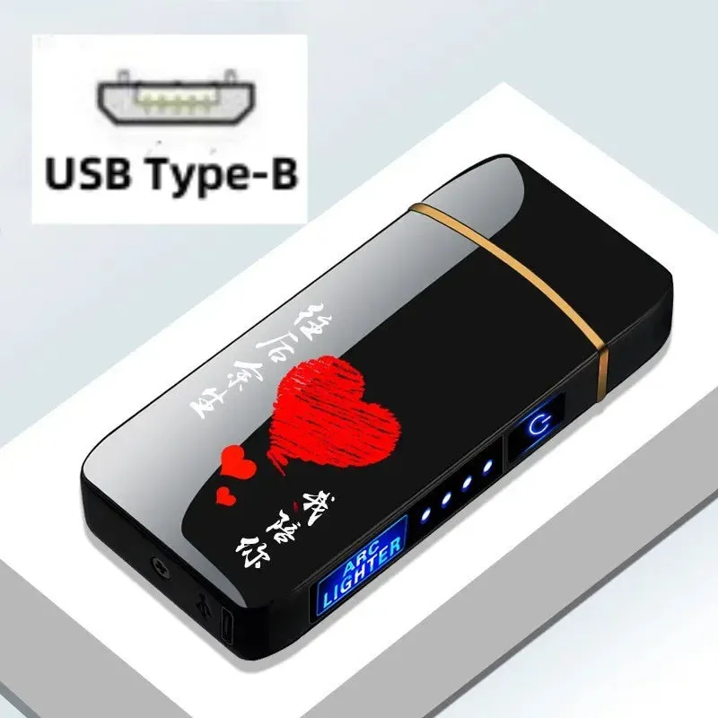 New Windproof USB Type-C Charging Double Arc Lighter Gift Plasma Outdoor Pulse LED Display Screen Men's Gift Rechargeable