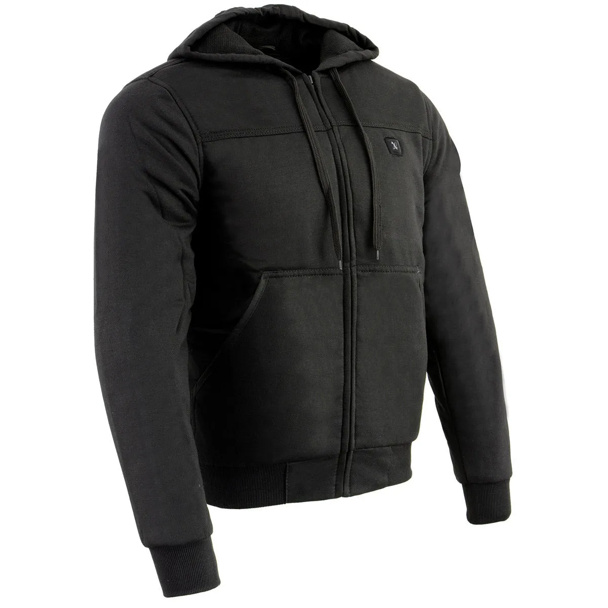 Nexgen Heat MPM1713SET Men's Fiery Heated Hoodie- Black Zipper Front Sweatshirt Jacket for Winter w/Battery Pack