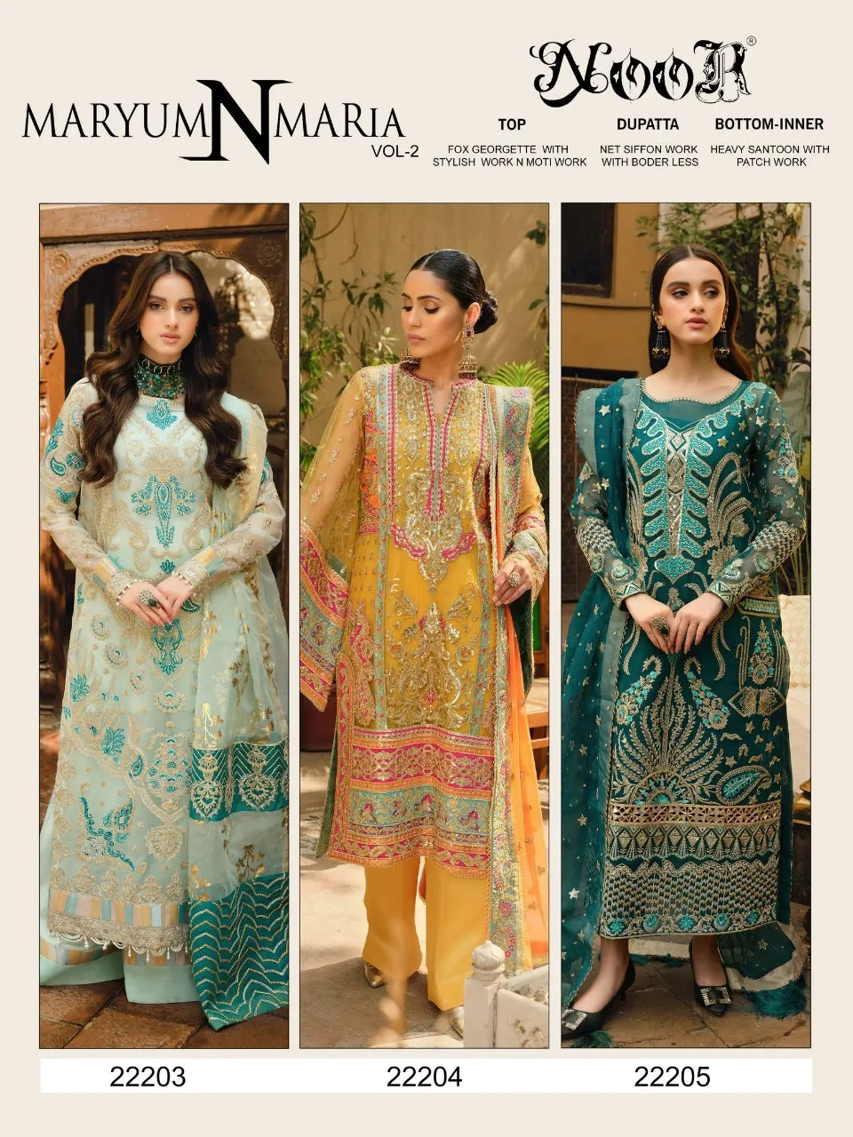 NOOR MARYUM N MARIA VOL 2 GEORGETTE SALWAR SUITS