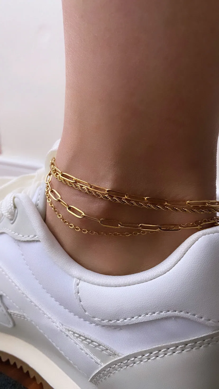 Paperclip w/ cable chain - Double chain ANKLET