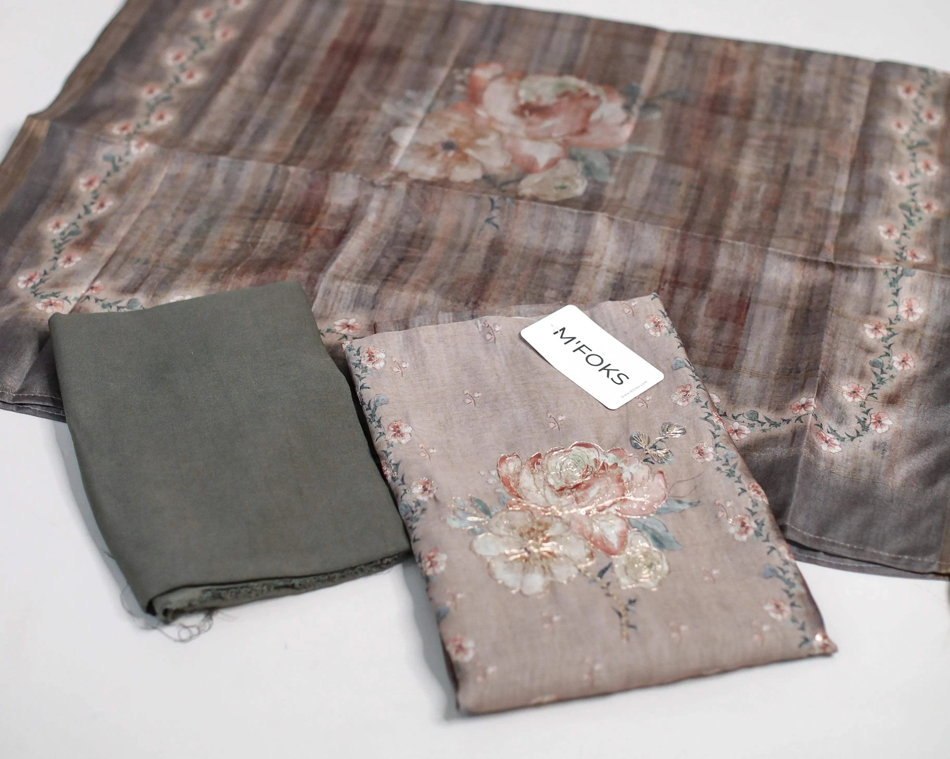 Pure Chanderi Silk Digital Printed Unstitched Handwork Suit Set