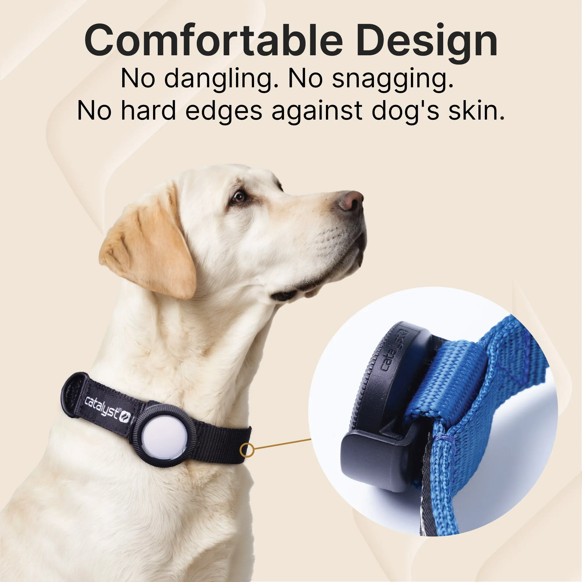 Quick Drying 1" Dog Collar with Waterproof AirTag Case