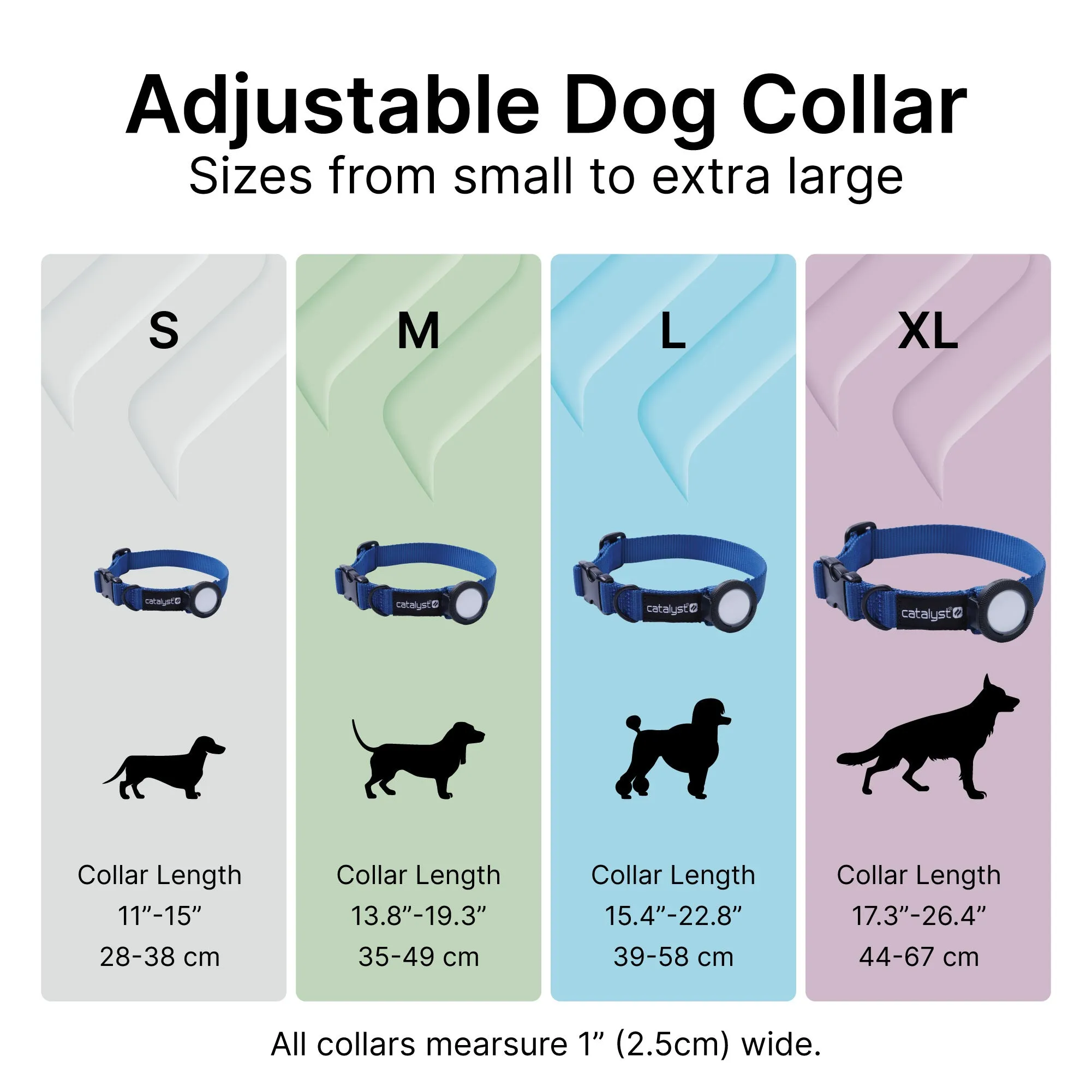 Quick Drying 1" Dog Collar with Waterproof AirTag Case