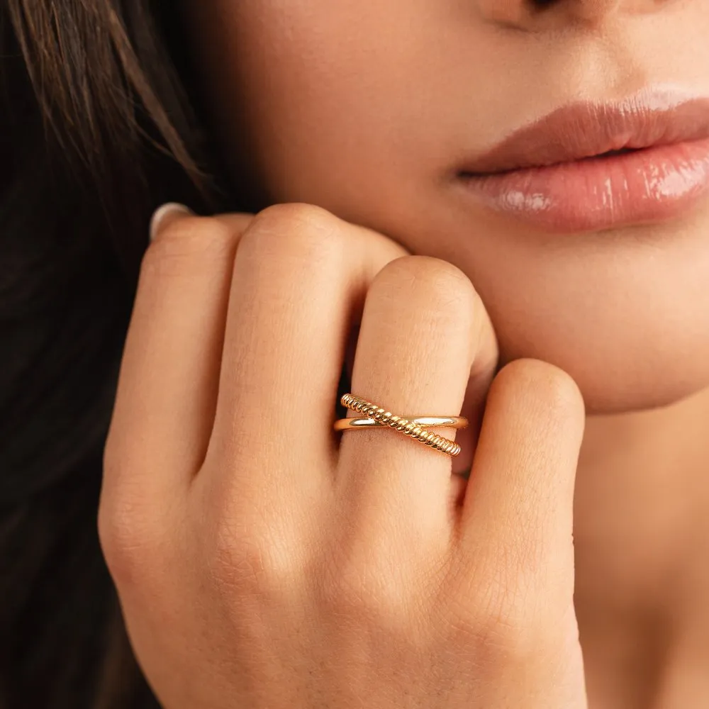Serena Gold Crossed Ring