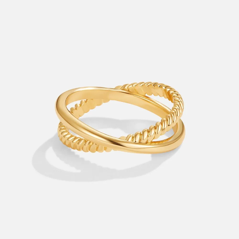Serena Gold Crossed Ring