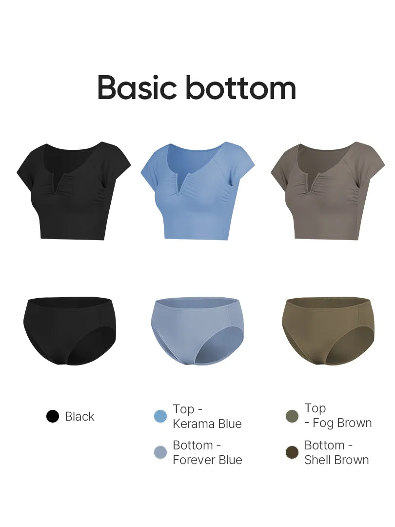[SET] V Cut Short Sleeve Bikini Top & Bottom
