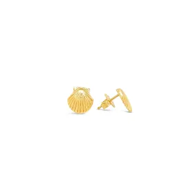 Tiny Scallop Shell Stud Earrings