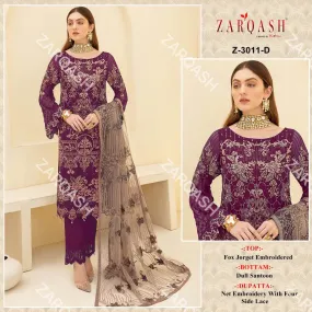 ZARQASH DNO:- 3011 GEORGETTE WITH HEAVY EMBROIDERY SUITS